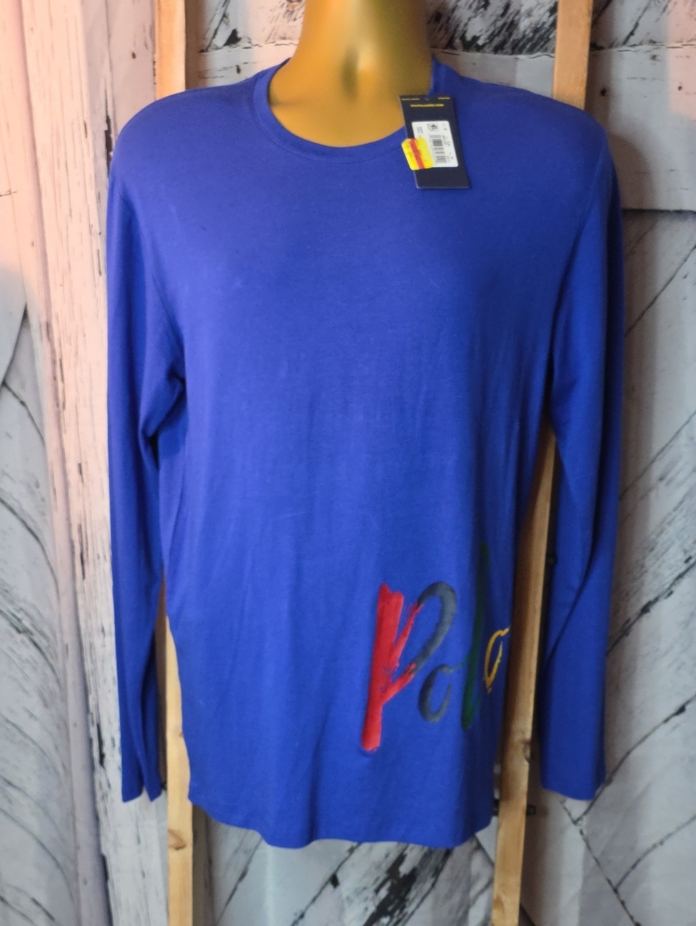 Polo by Ralph Lauren Medium Blue Long Sleeve Tee Mens In Small